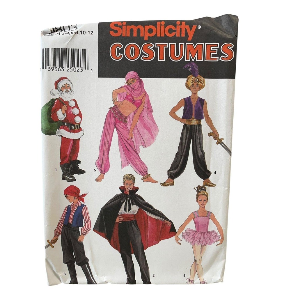 Simplicity 9803 Boys Girls Costumes Sizes 2-12 Vintage Sewing Pattern FF UNCUT